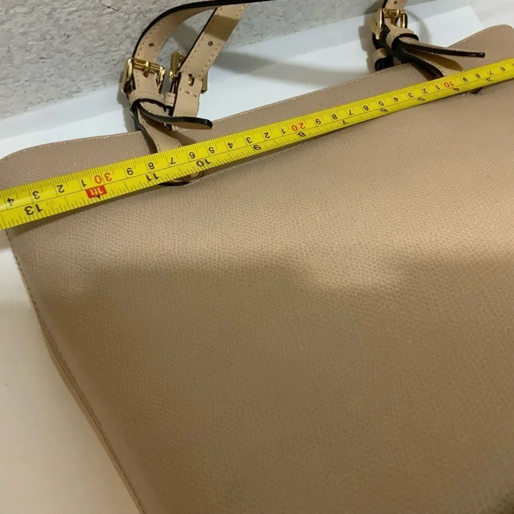 Michael Kors Leather Bag Jet Set Tote Handbag Shoulder Purse Tan